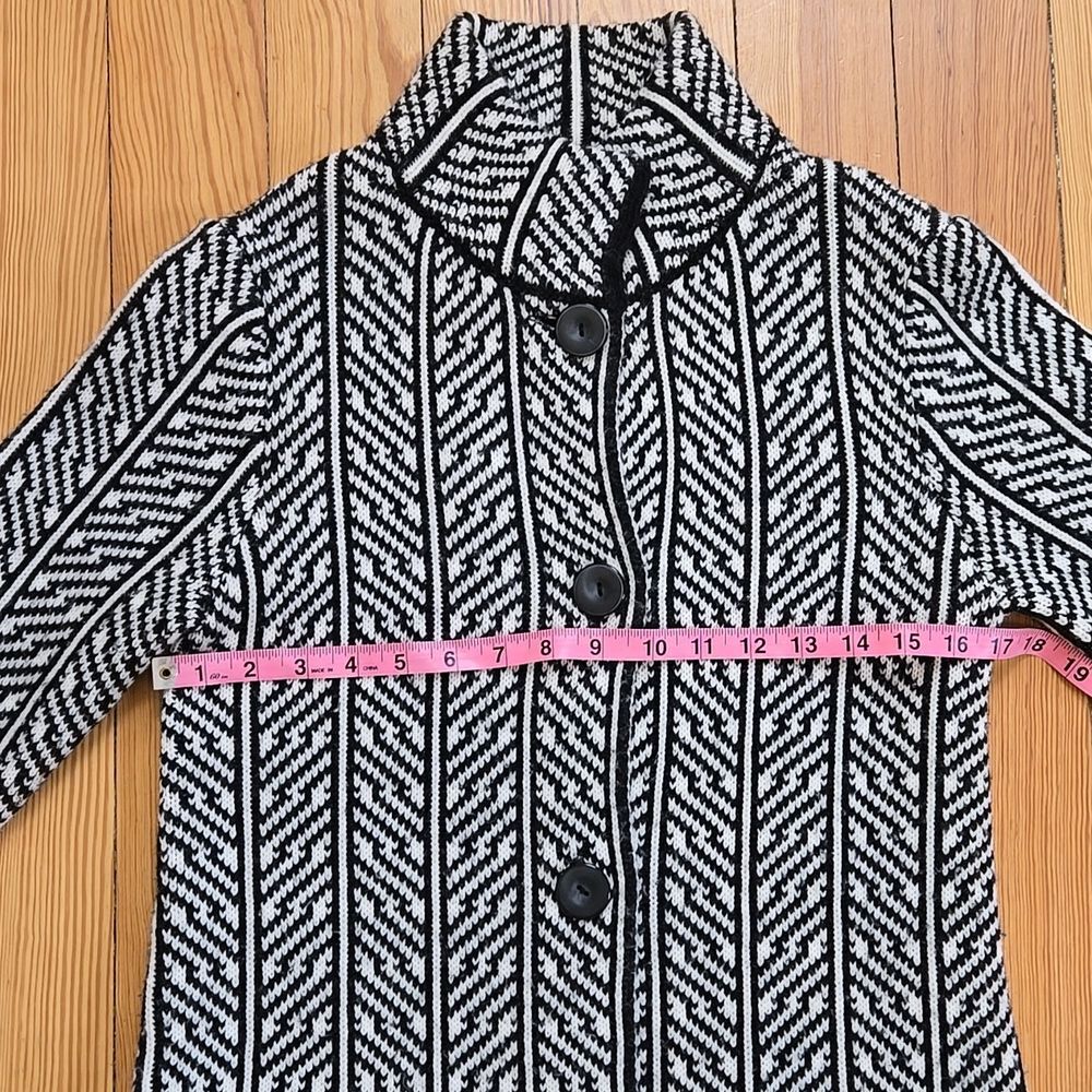 Cocogio Italy Navy White Geometric Knit Coatigan Longline Cardigan Size S - Picture 12 of 16